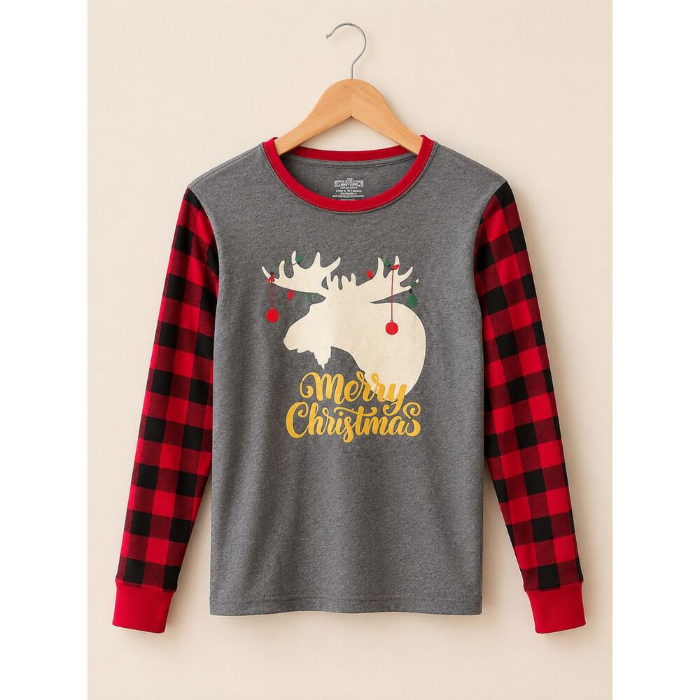 Moose Christmas Pajama Set Kids Size 16 Worn Once 2-Piece Holiday Sleepwear